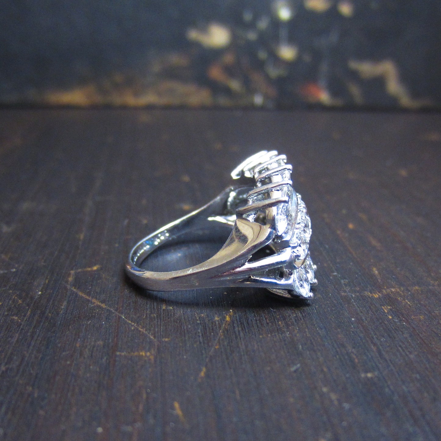 Mid-Century Wall of Diamonds Ring 14k c. 1960