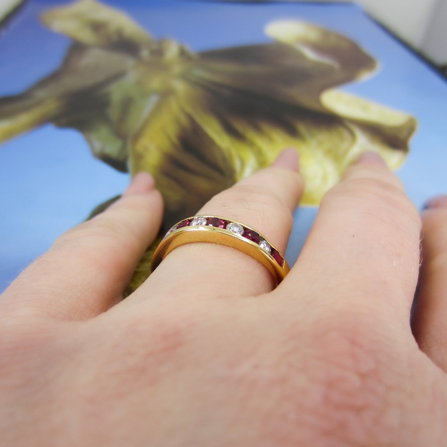 Vintage Ruby and Diamond Band 14k c. 1980