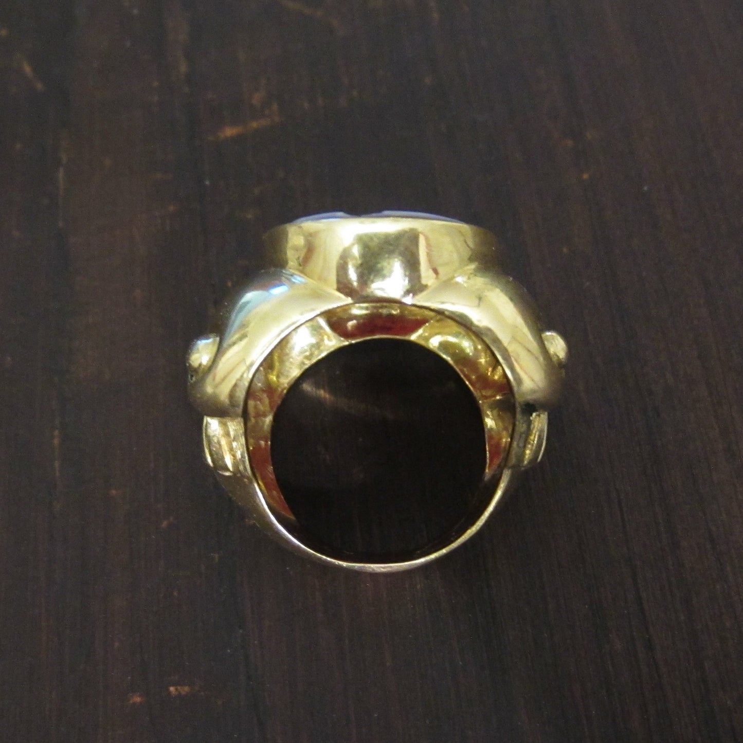 Vintage HUGE Asclepius God of Medicine Hardstone Cameo Ring 18k