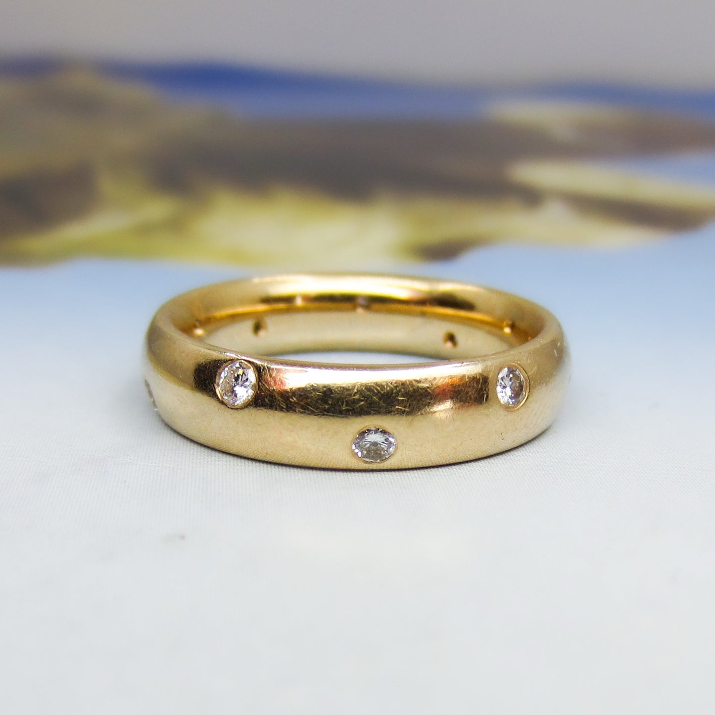 Vintage Diamond Polka Dot 5mm Eternity Band 14k Size 8