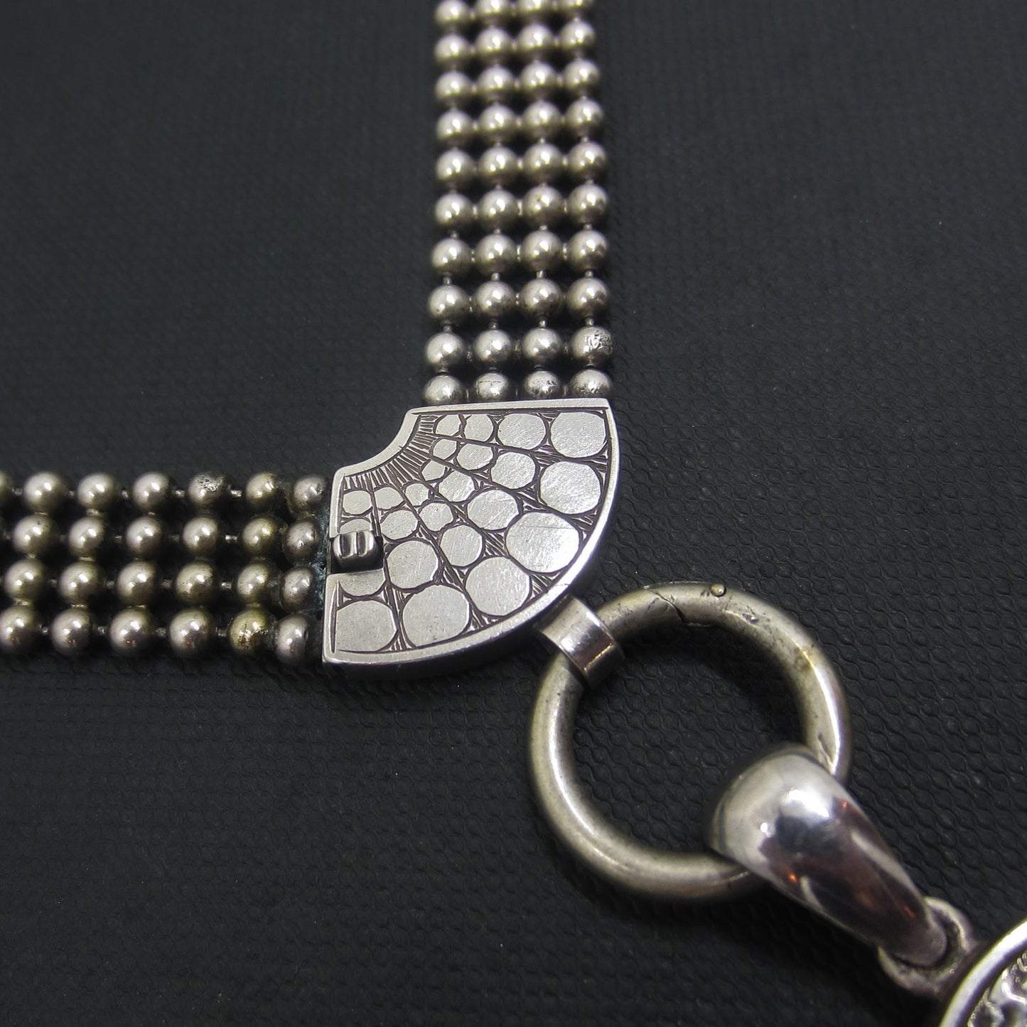 SOLD-Victorian Engraved Locket and Bookchain Sterling c. 1880
