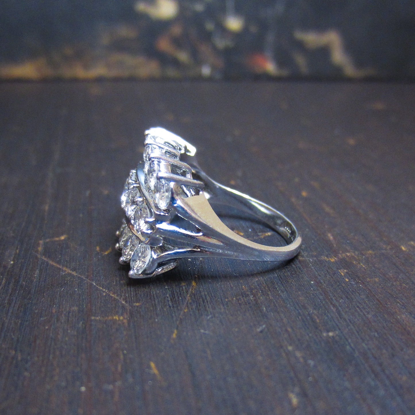 Mid-Century Wall of Diamonds Ring 14k c. 1960