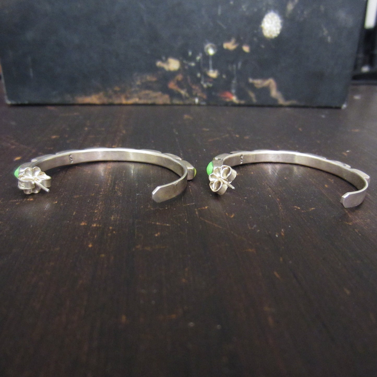 Vintage Native American Multi-Stone Hoop Earrings Sterling