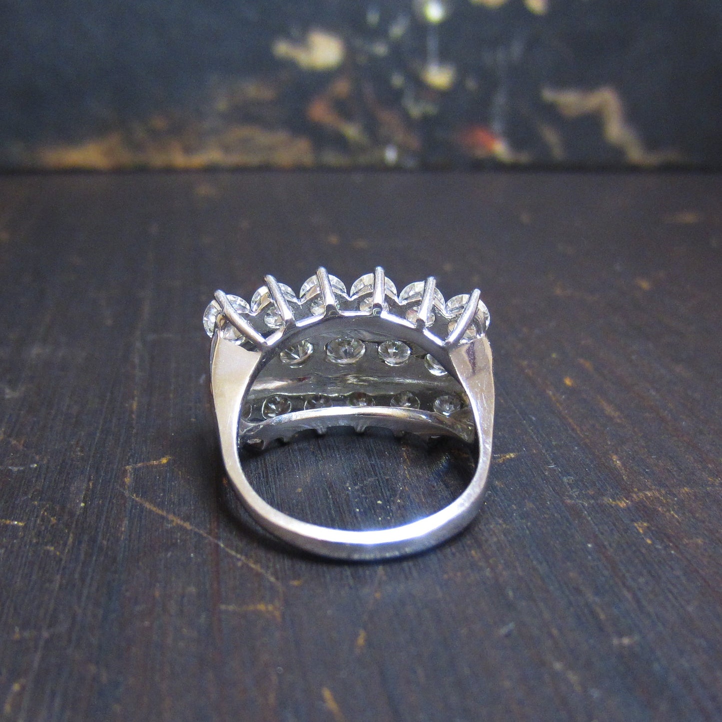 Mid-Century Wall of Diamonds Ring 14k c. 1960