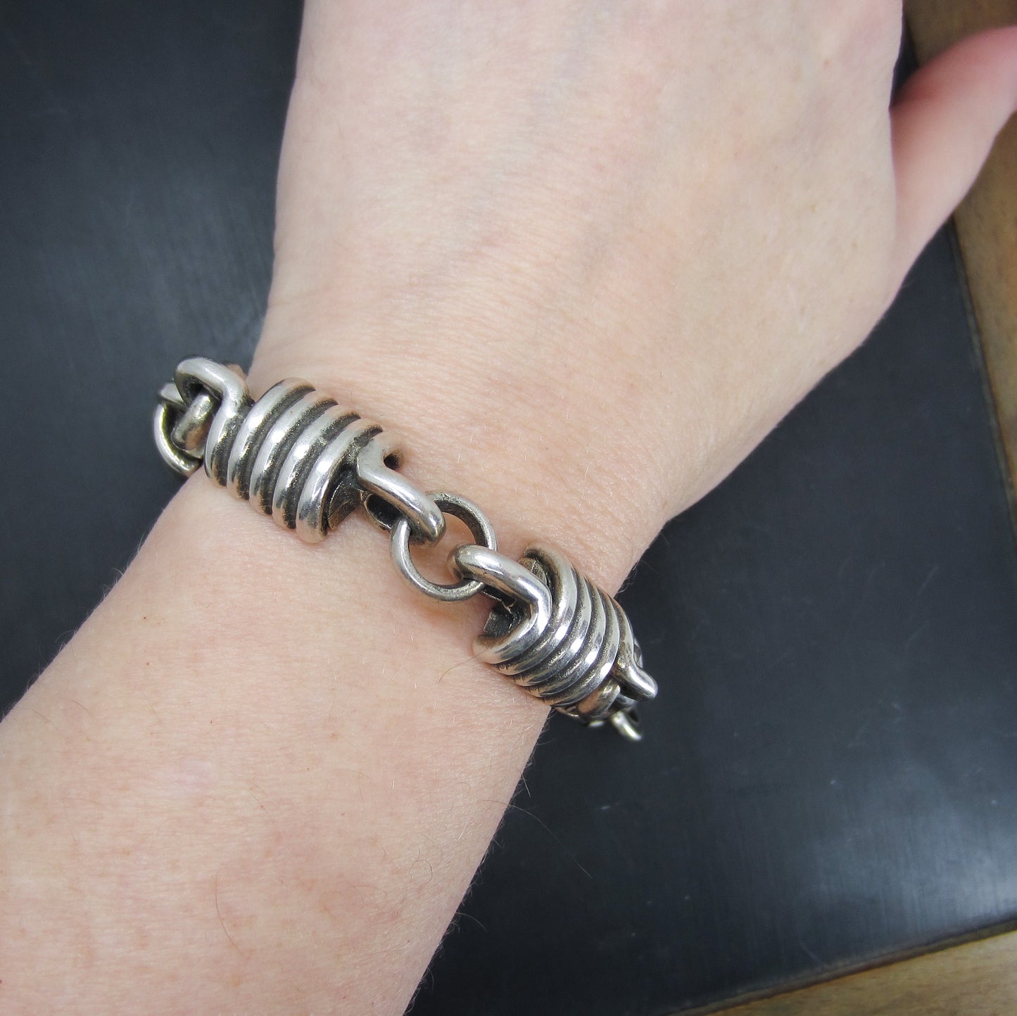 Men's Post Modern Coil Bracelet Sterling c. 1990