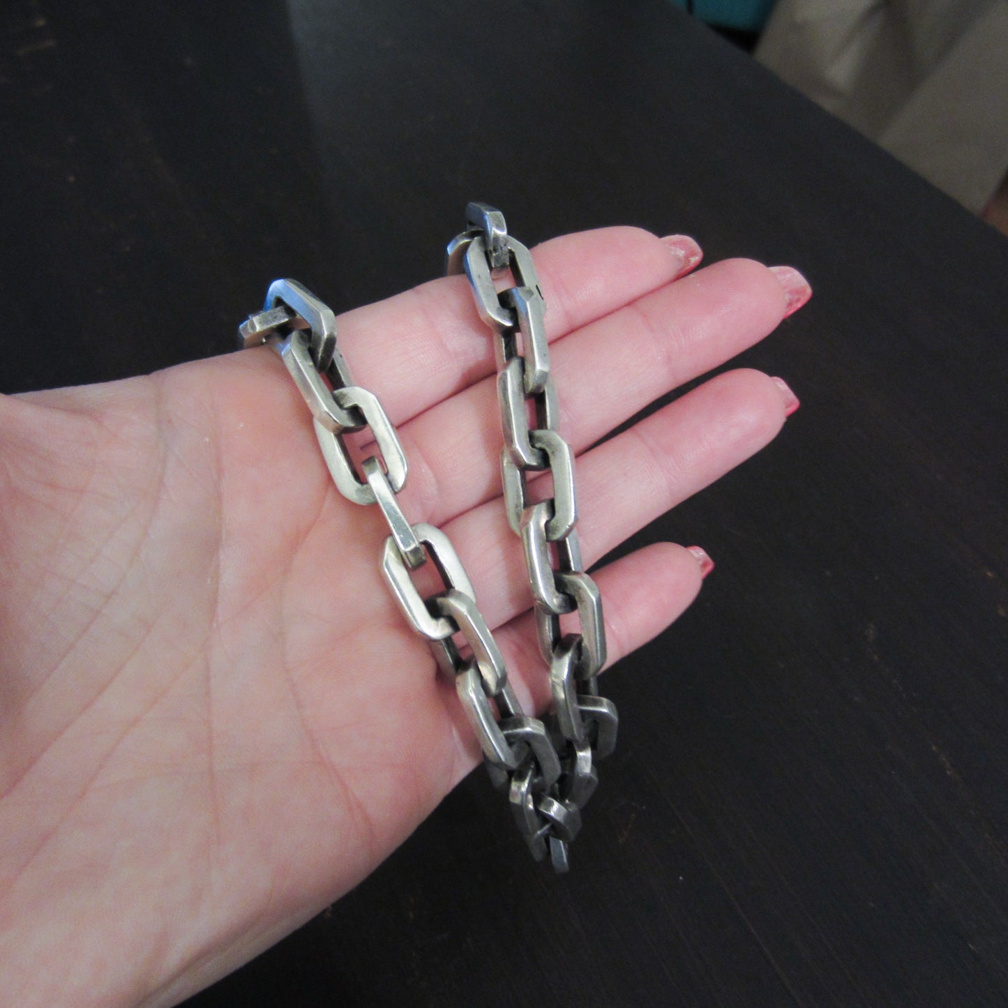 Vintage Heavy Biker Chain 17" Sterling, Taxco c. 1970