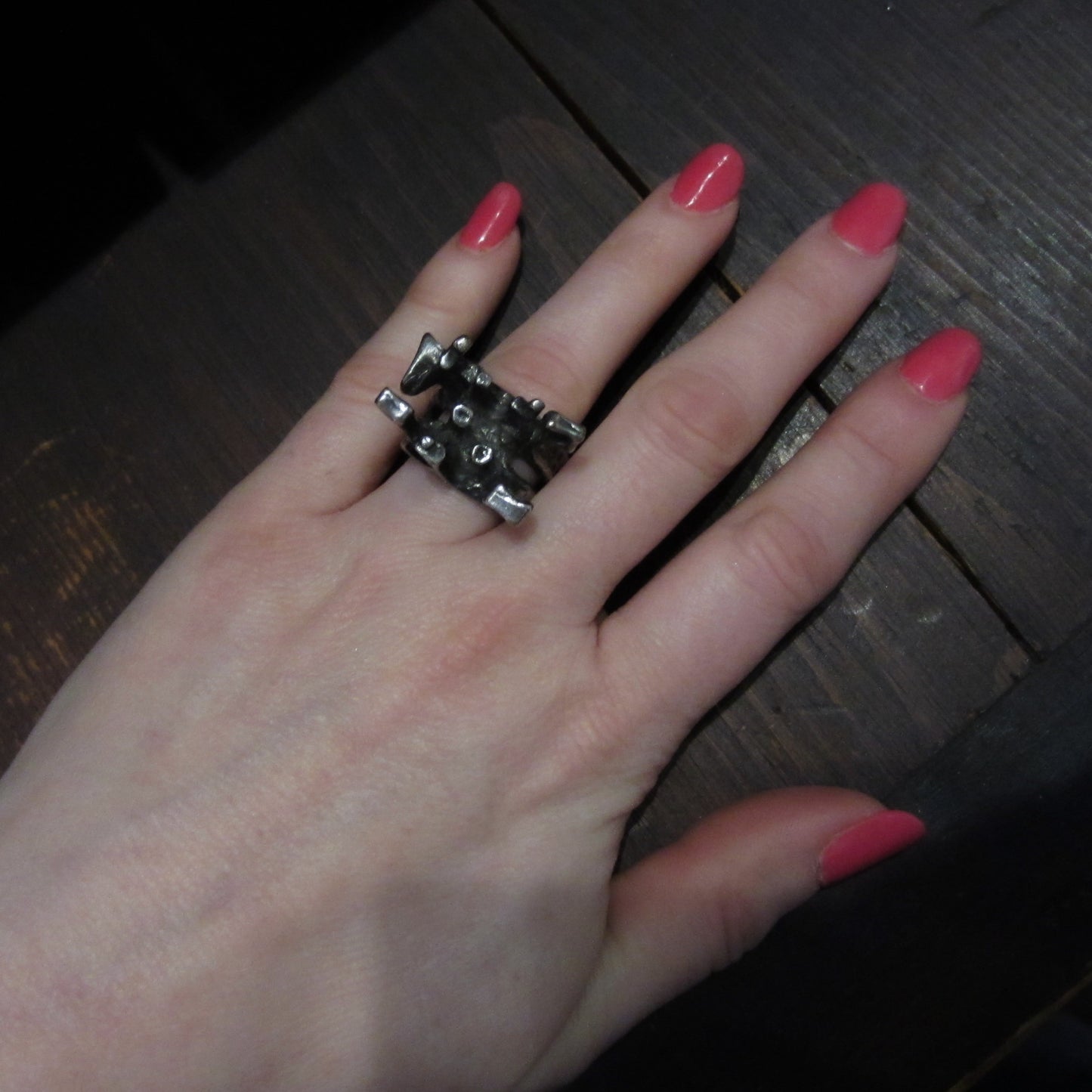 Big Brutalist Ring Sterling, size 10 London 1967