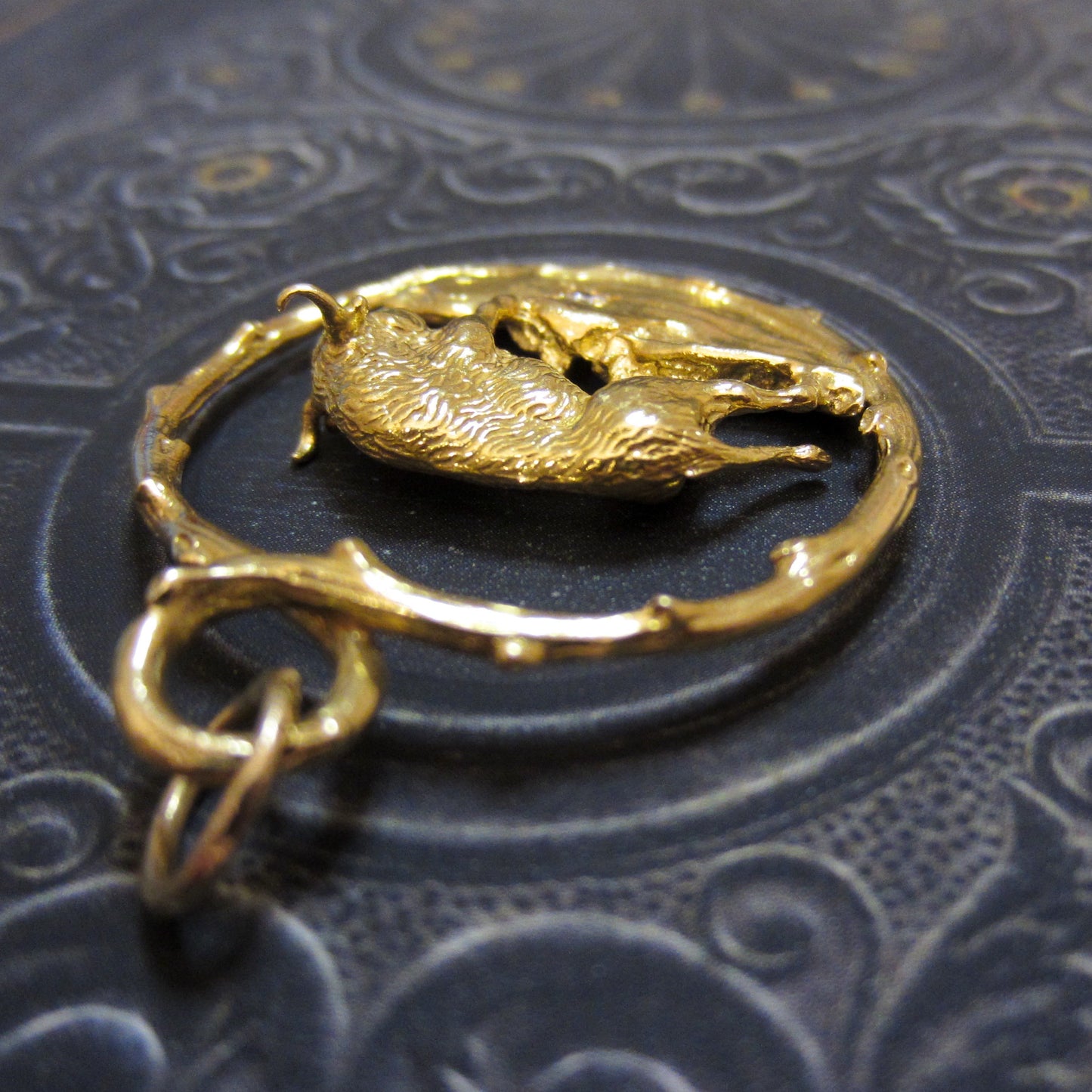 Merrin Mid-Century Diamond Taurus Charm/Medallion 14k c. 1960