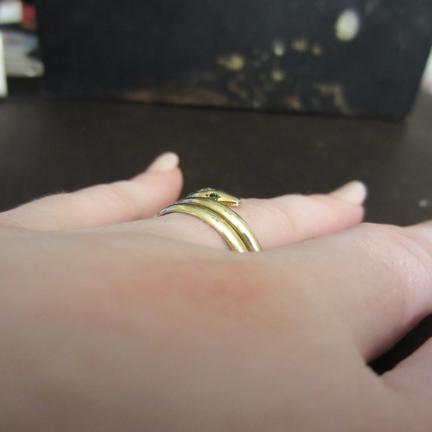 Victorian Old Mine Diamond Snake Ring 14k c. 1890, size 10