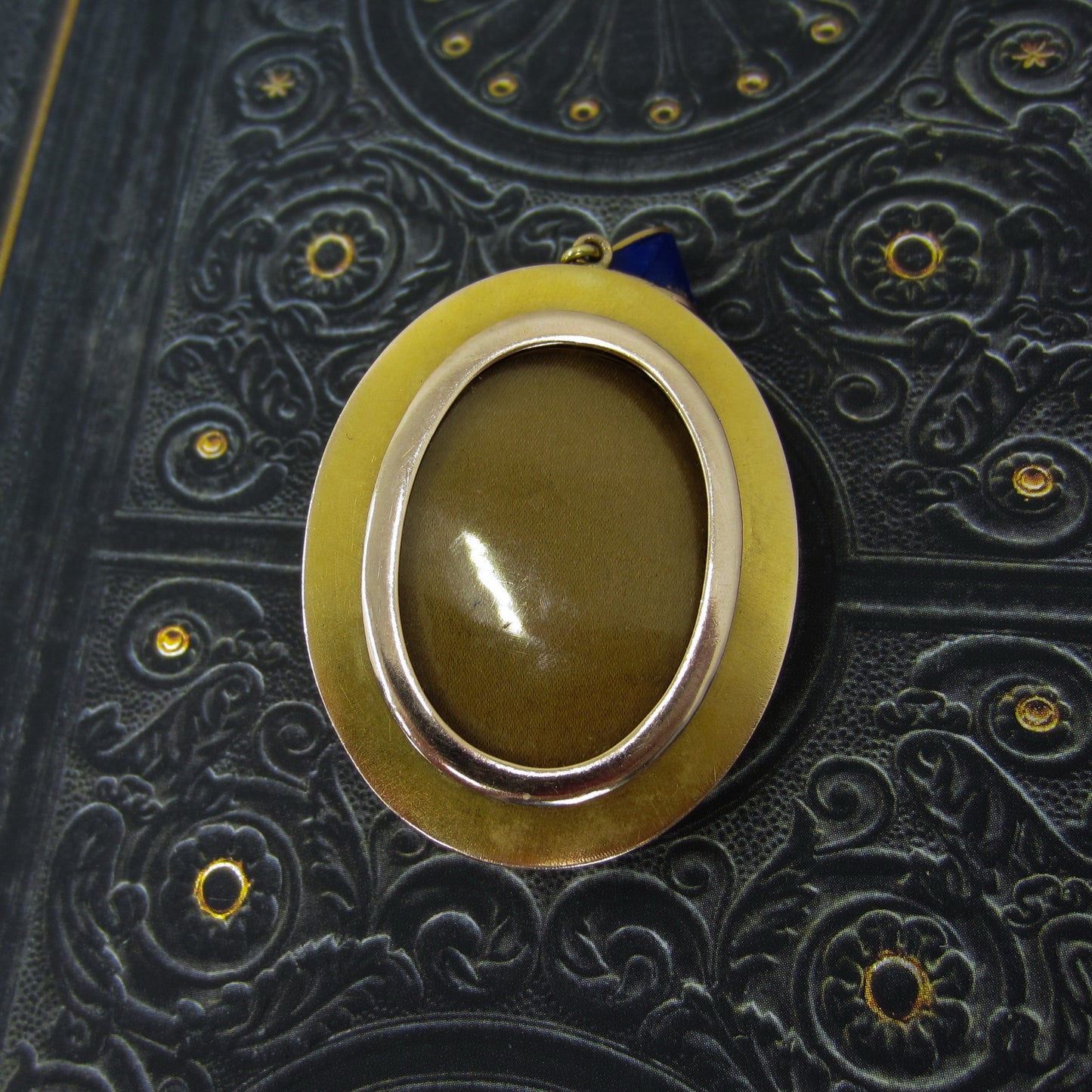 Victorian Enamel and Pearl Locket 14k c. 1890