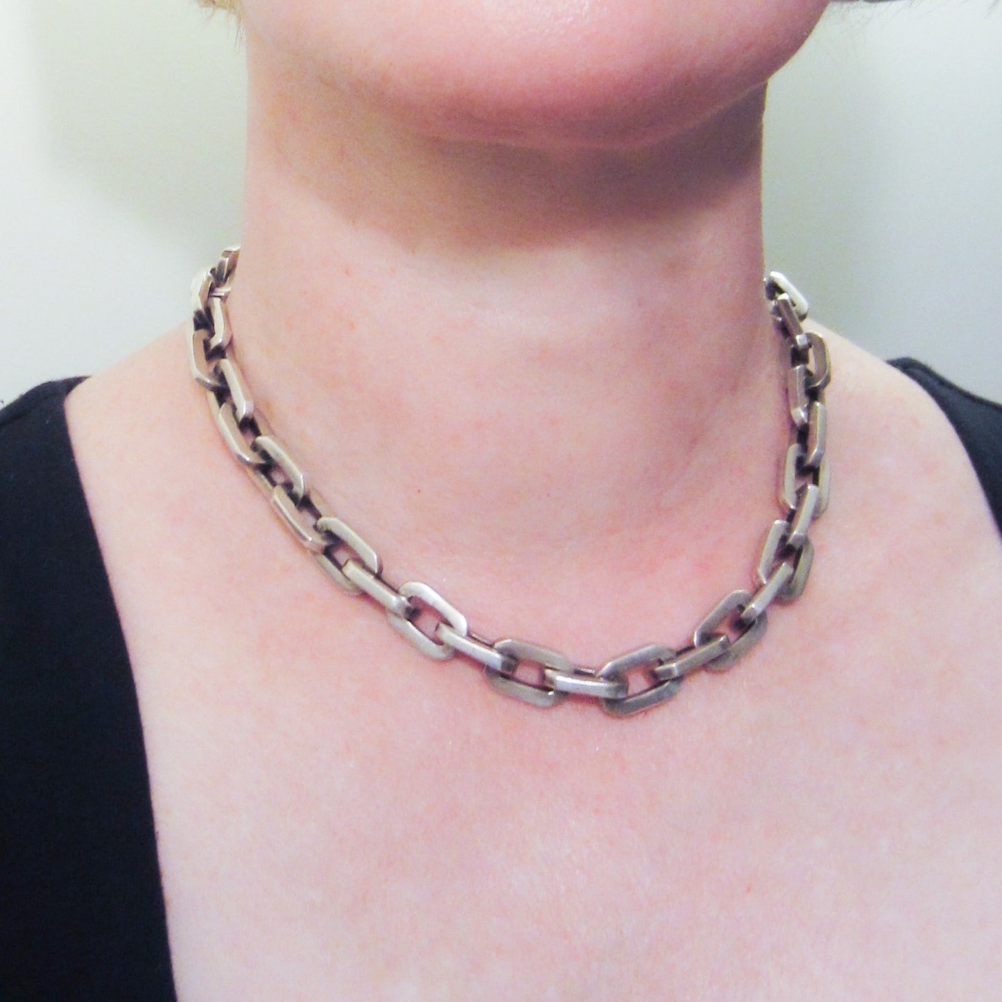 Vintage Heavy Biker Chain 17" Sterling, Taxco c. 1970