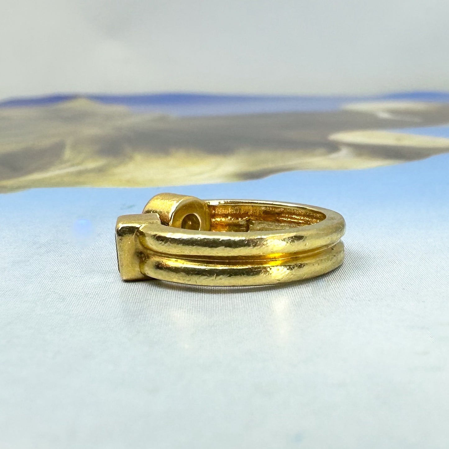 SOLD--Estate Square and Round Diamond Ring 18k