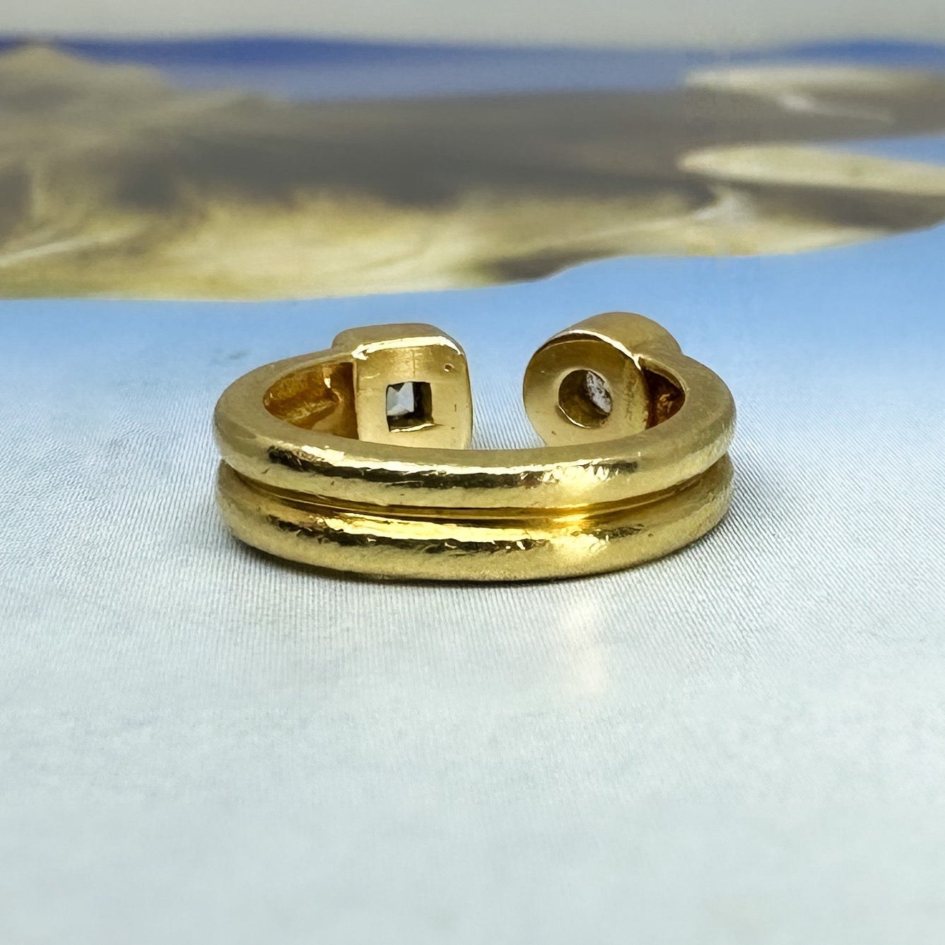 SOLD--Estate Square and Round Diamond Ring 18k