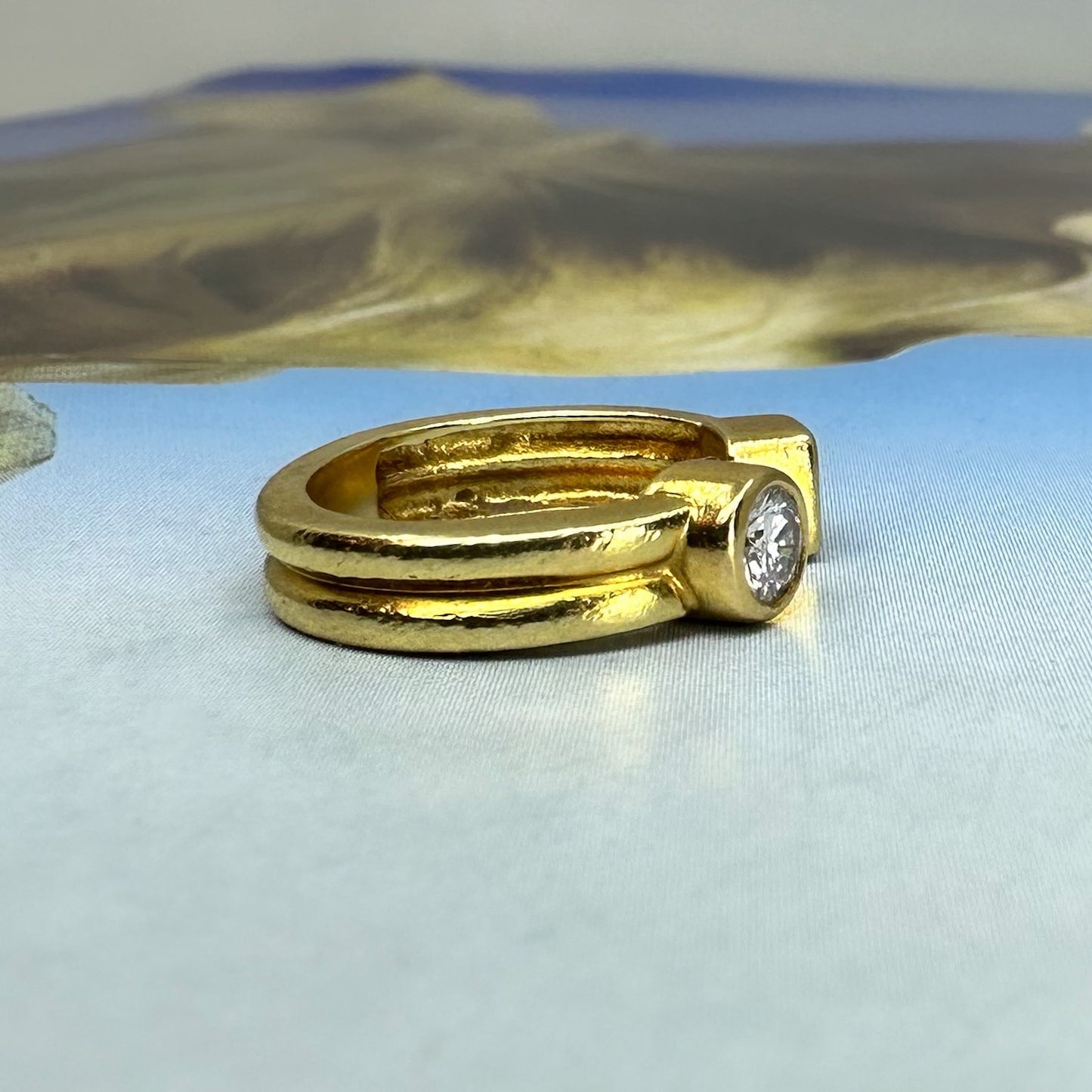 SOLD--Estate Square and Round Diamond Ring 18k