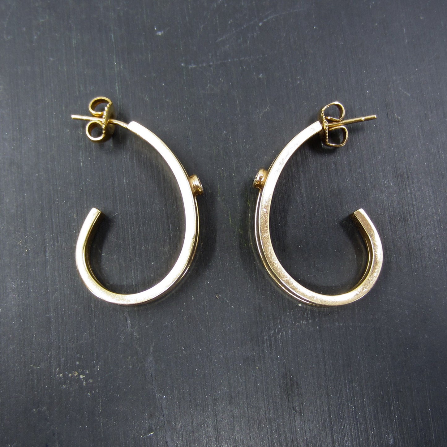 SOLD--Vintage Diamond Hoop Earrings 14k c. 1990