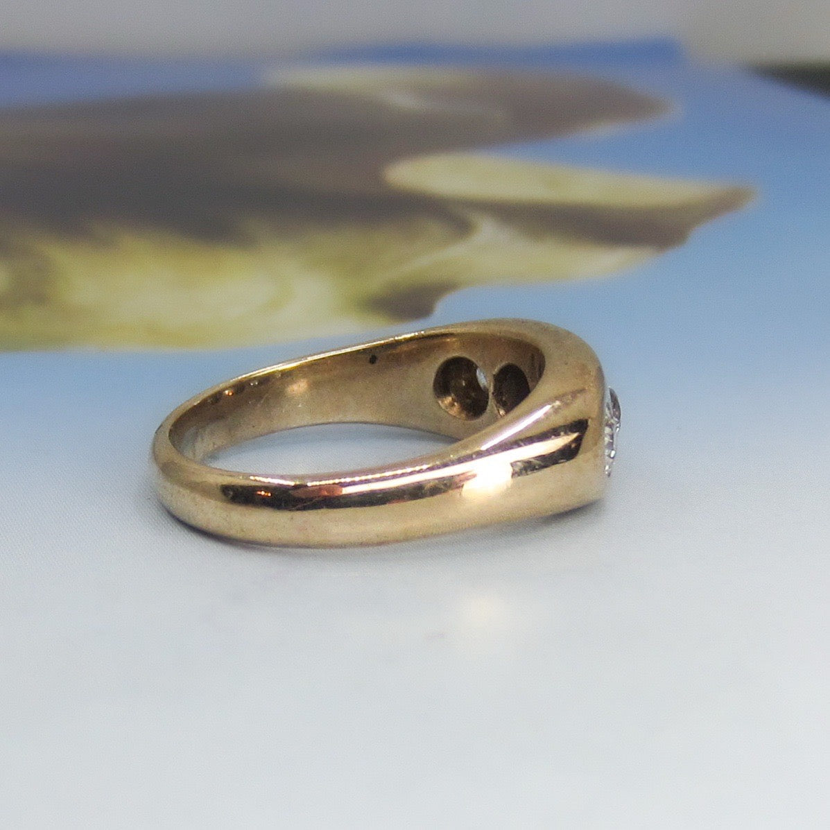 SOLD--Vintage Four Old Mine Diamond Band 14k c. 1900