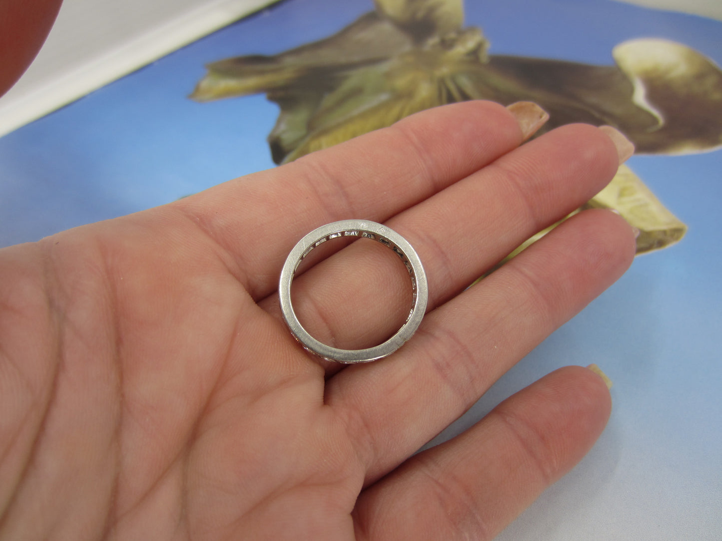 Vintage French Diamond Eternity Band Platinum, size 8.25 c. 1950