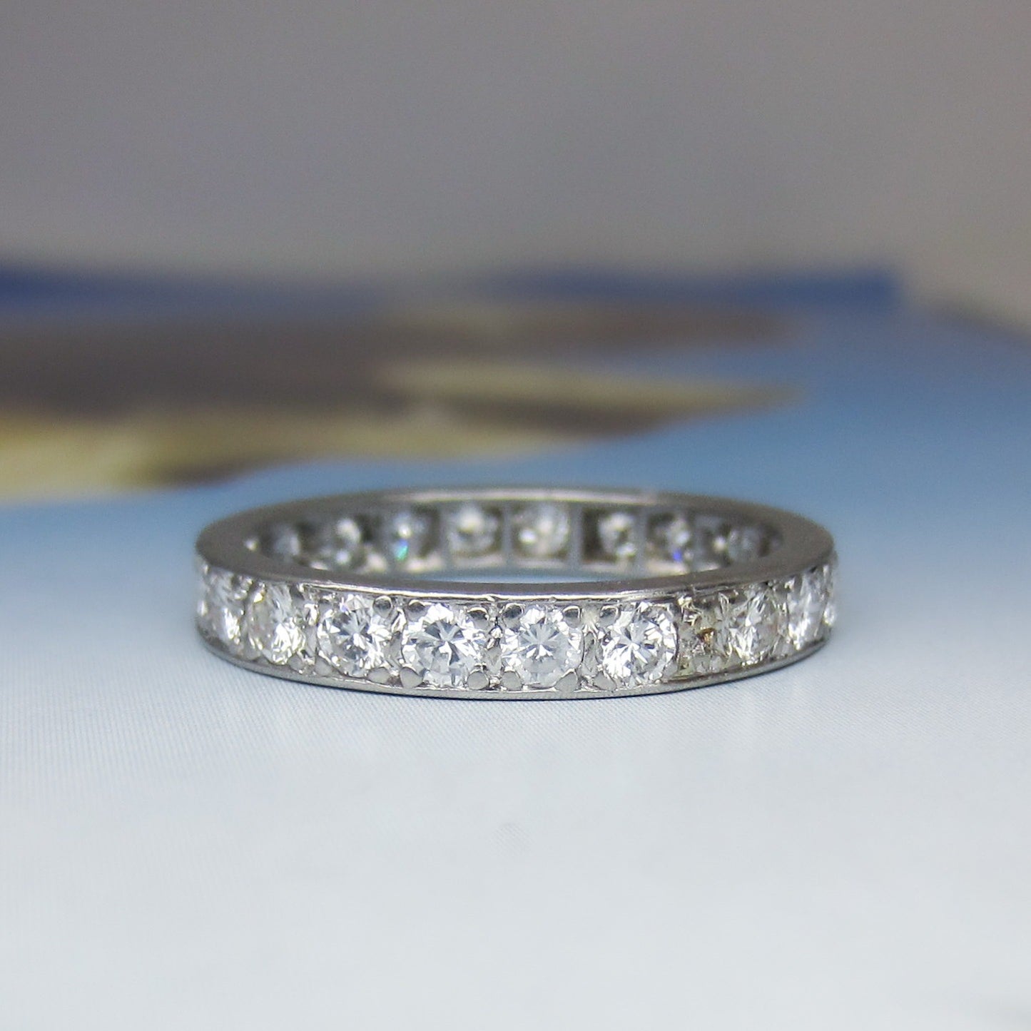 Vintage French Diamond Eternity Band Platinum, size 8.25 c. 1950