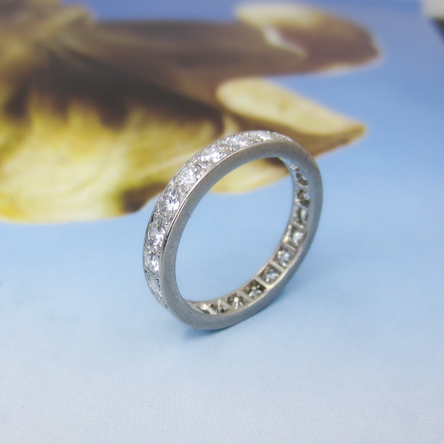 Vintage French Diamond Eternity Band Platinum, size 8.25 c. 1950