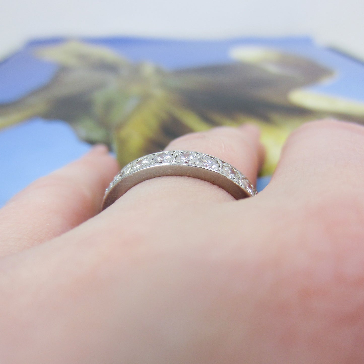 Vintage French Diamond Eternity Band Platinum, size 8.25 c. 1950