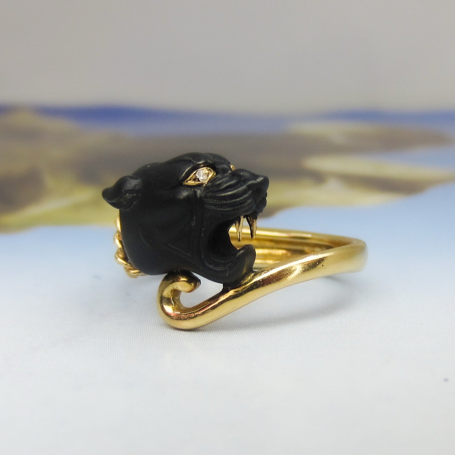 Estate Carrera Y Carrera Panther Ring 18k c. 2000