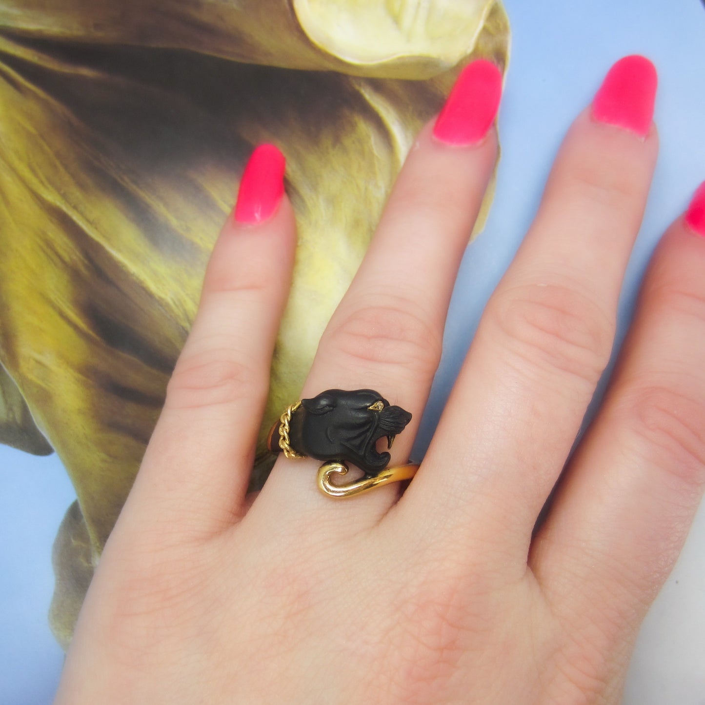 Estate Carrera Y Carrera Panther Ring 18k c. 2000