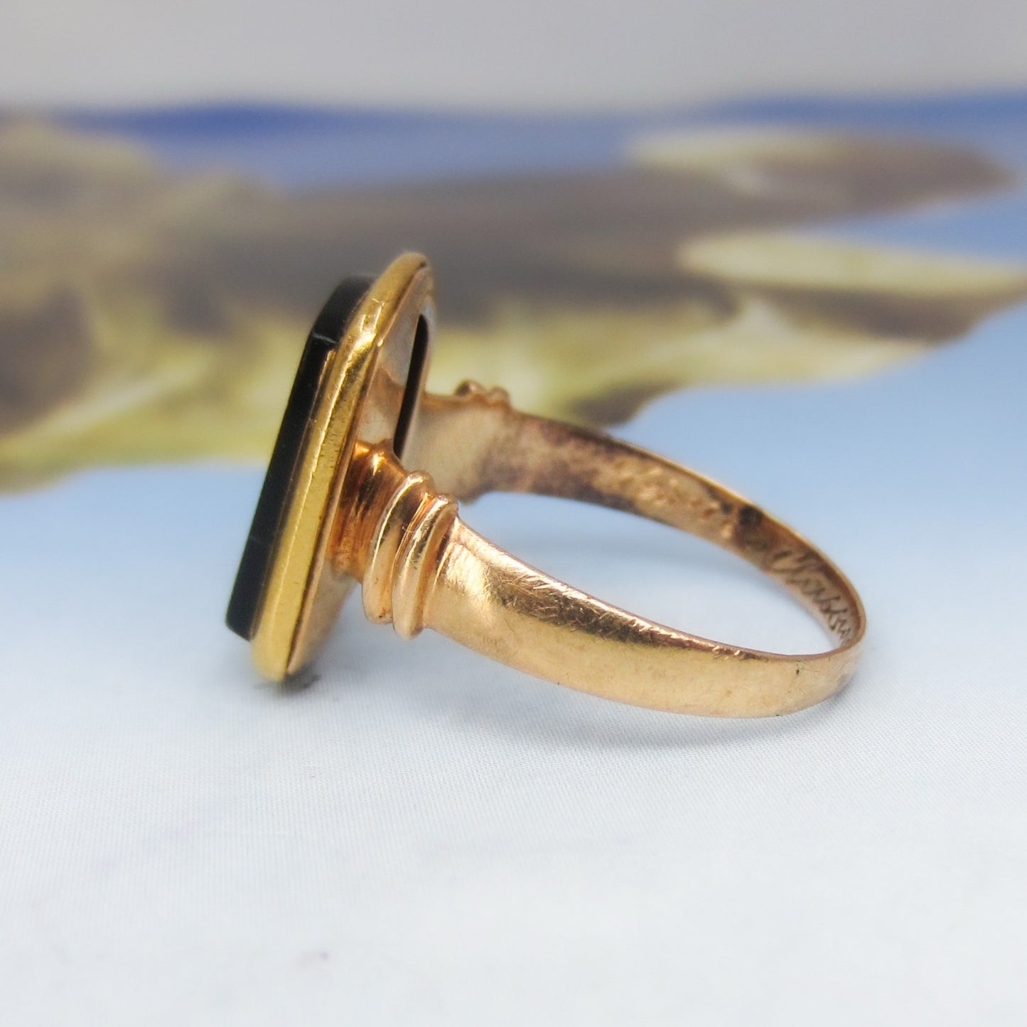 Victorian Onyx Intaglio “RB” Signet 18k c. 1874