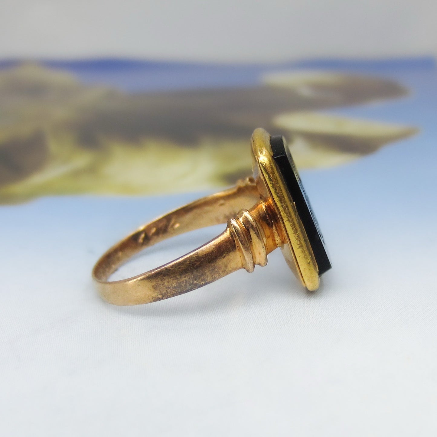 Victorian Onyx Intaglio “RB” Signet 18k c. 1874
