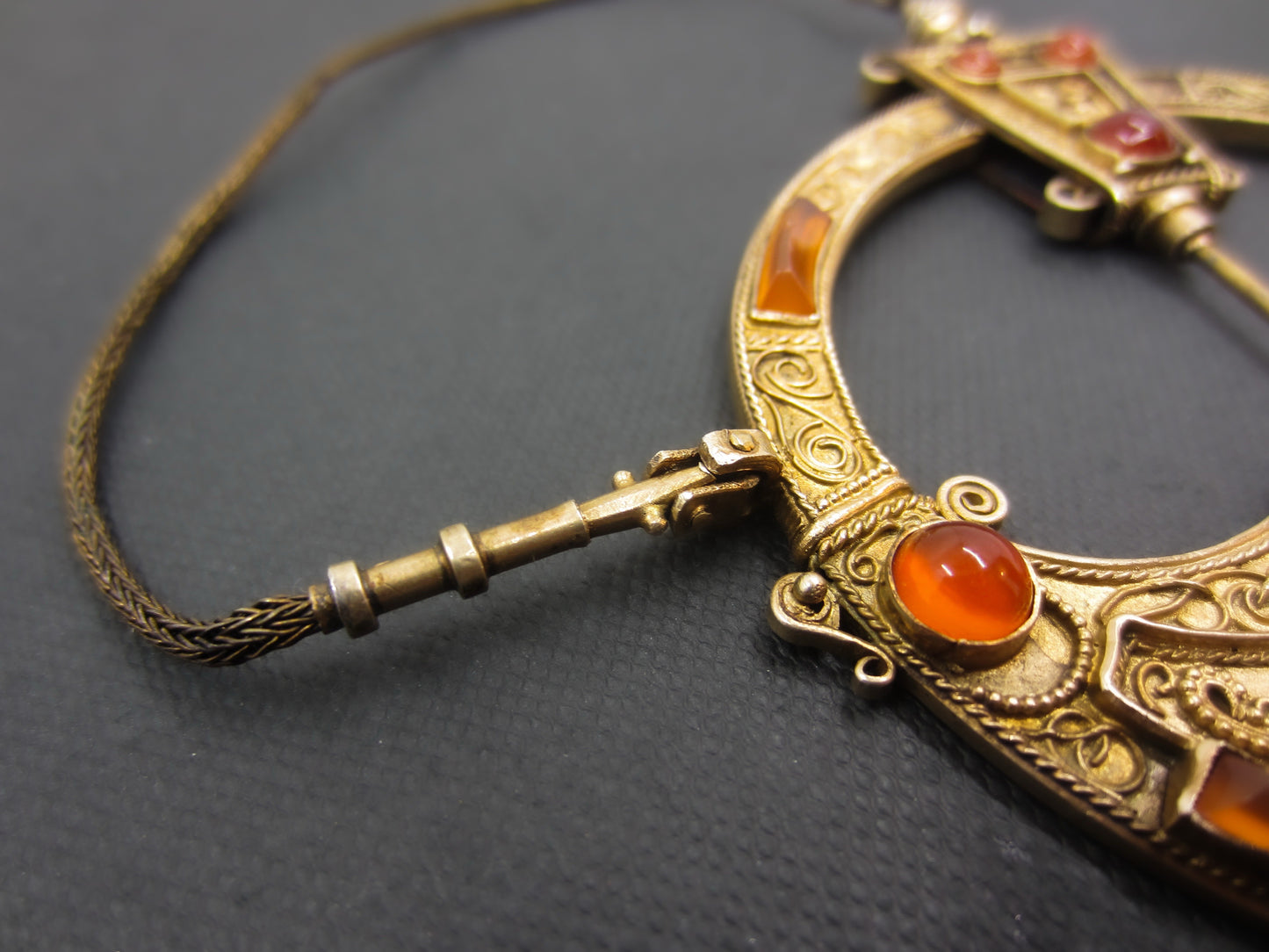 Vintage Large Carnelian Penannular Brooch Gilt Silver