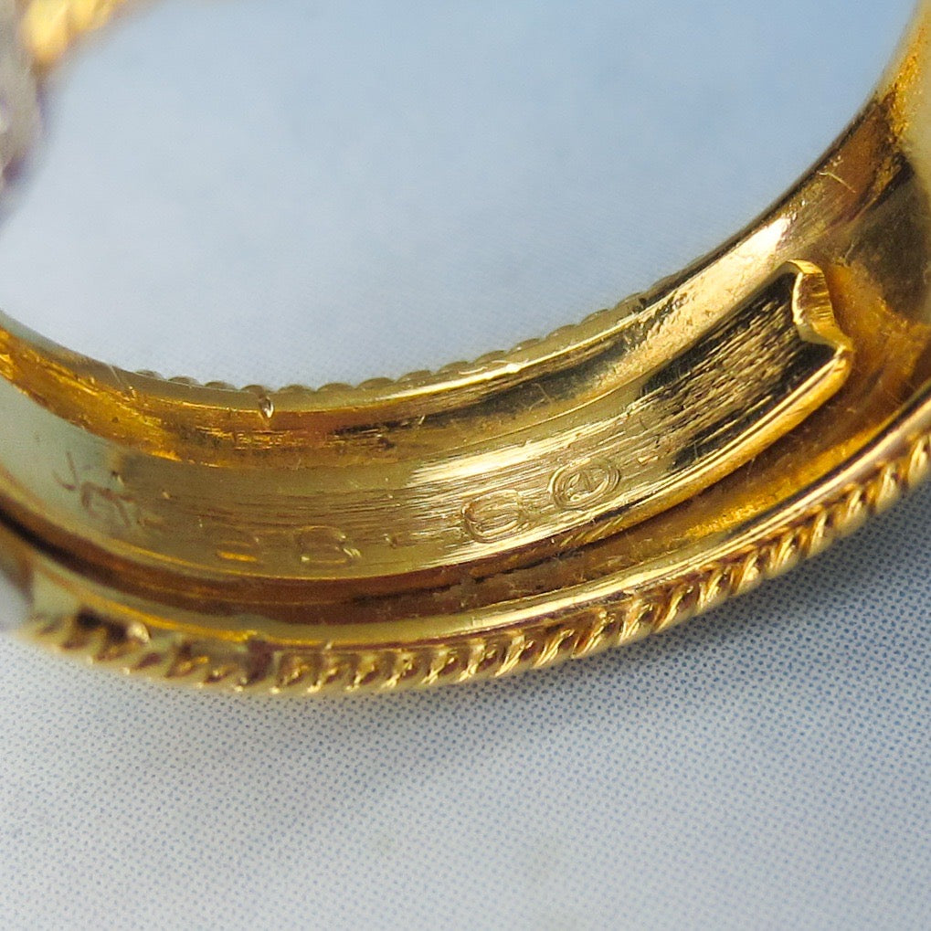 Vintage Mid-Century Wide Diamond Band 18k, size 7 c. 1960