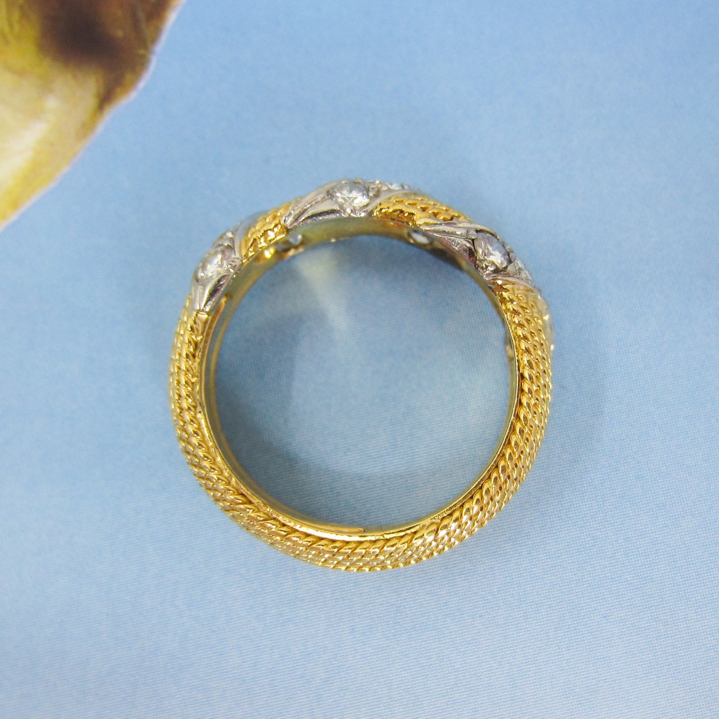 Vintage Mid-Century Wide Diamond Band 18k, size 7 c. 1960