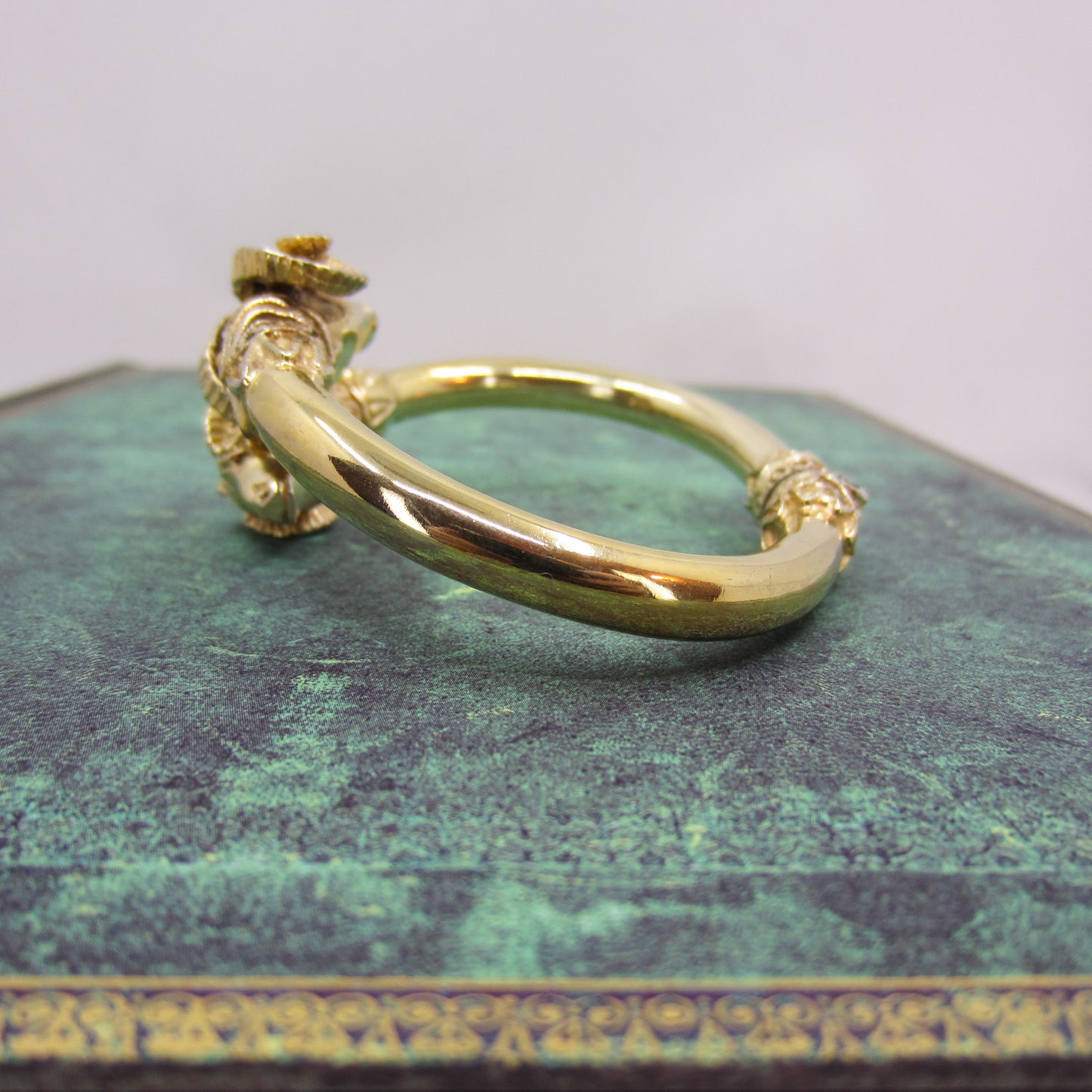Vintage Hinged Rams Head Bangle Gilt Sterling c. 1990
