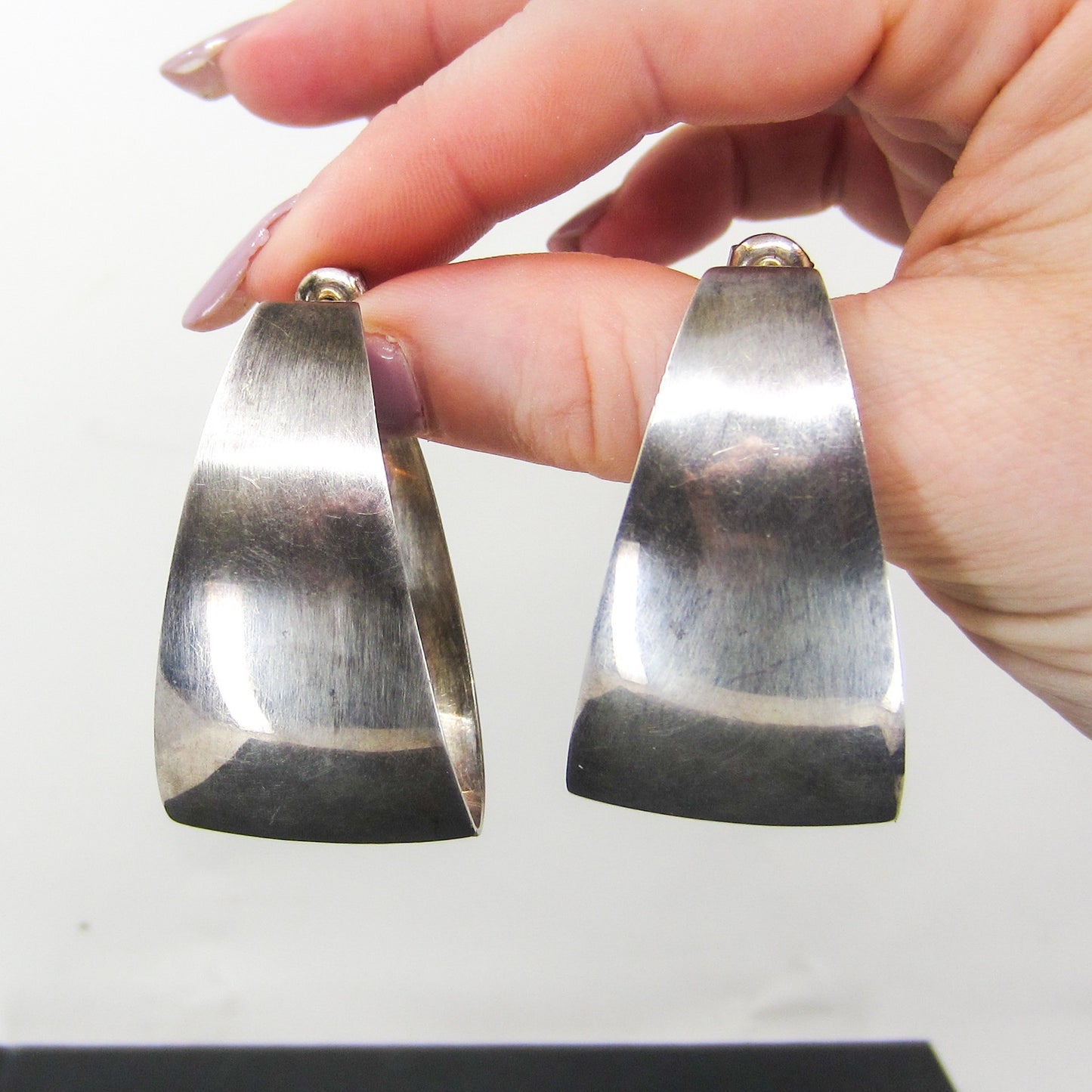 HOLD-Vintage Huge Taxco Hoop Earrings c. 1980