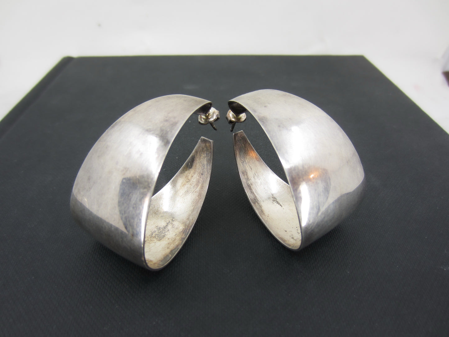 HOLD-Vintage Huge Taxco Hoop Earrings c. 1980