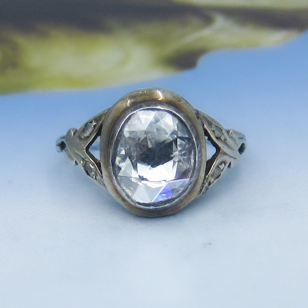 Georgian Revival Rose Cut Diamond Ring 14k c. 1930