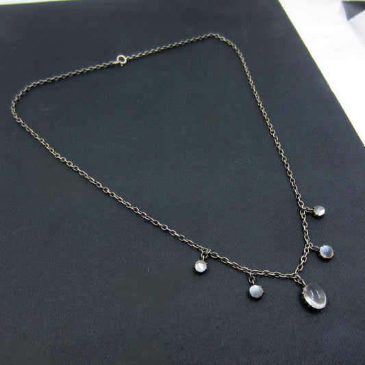 SOLD-Victorian Moonstone Necklace Sterling c. 1900