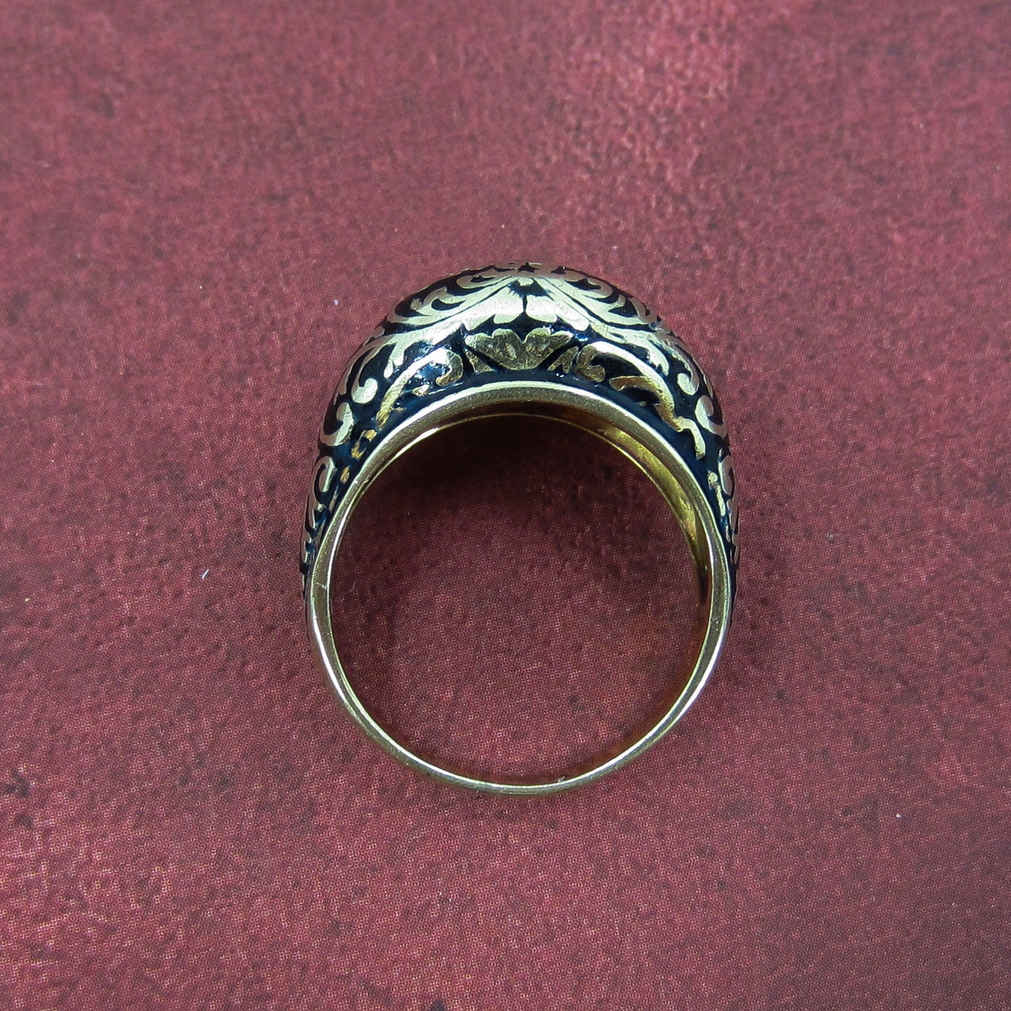 Vintage Black Enamel Dome Ring 14k c. 1930