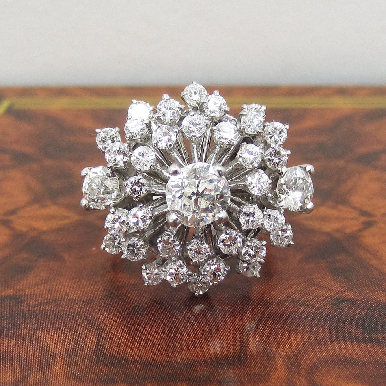 HOLD-Mid-Century Diamond Cluster Ring 14k c. 1950