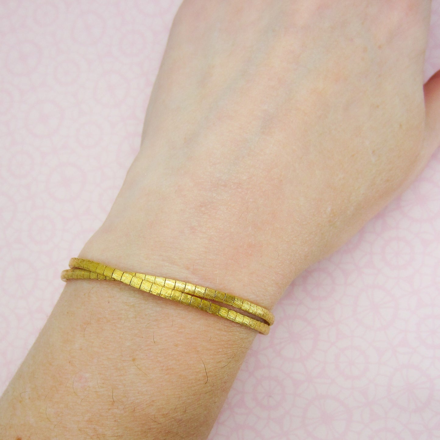 SOLD--Vintage MidCentury Two Row Bracelet 18k c. 1960
