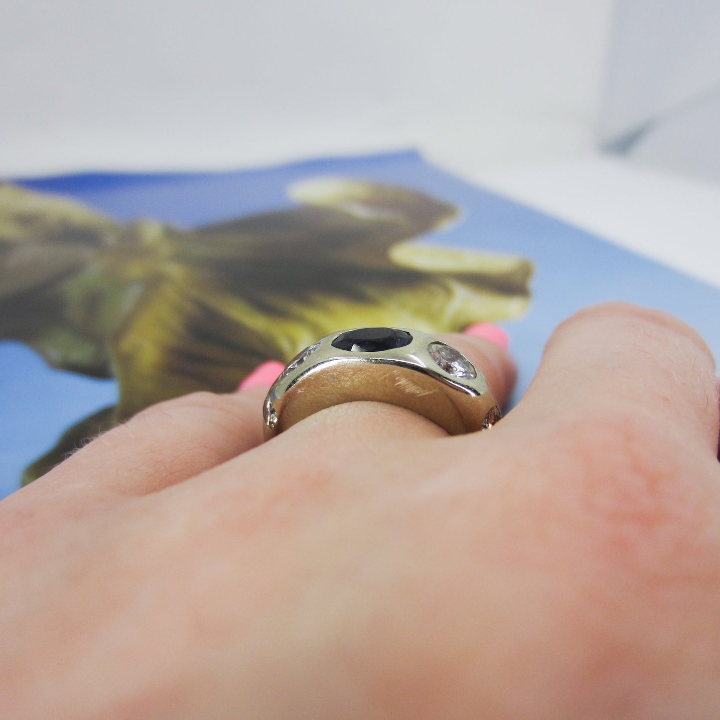 SOLD--Vintage Sapphire and Diamond Ring 14k c. 1950