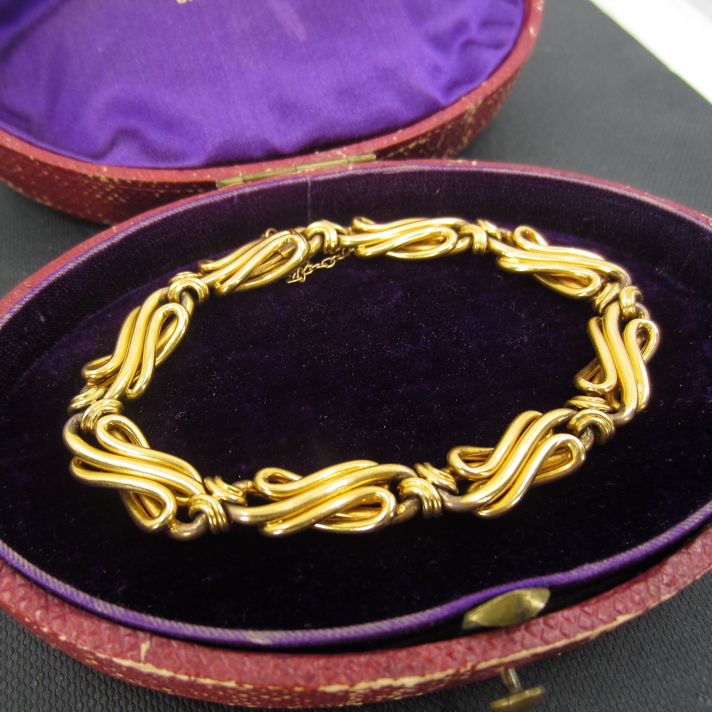 SOLD-Antique French Fancy Link Bracelet 18k c. 1910