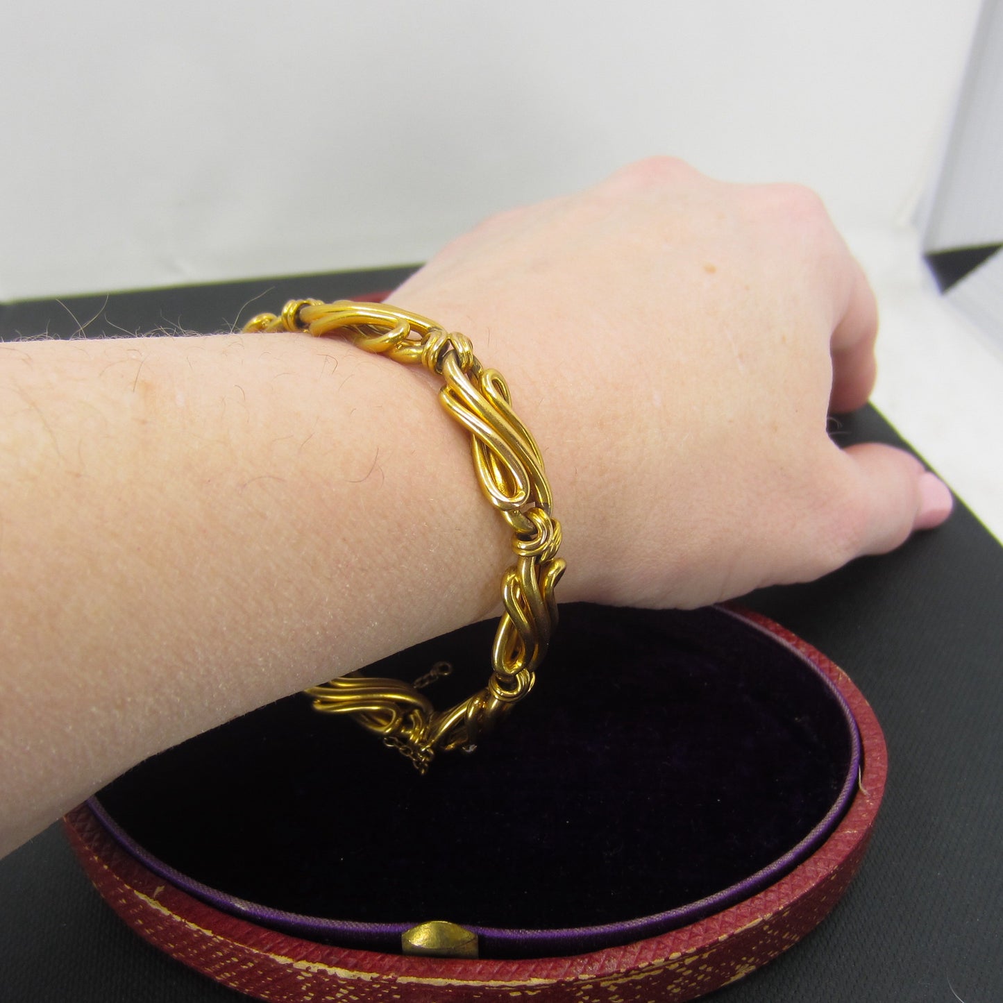 SOLD-Antique French Fancy Link Bracelet 18k c. 1910