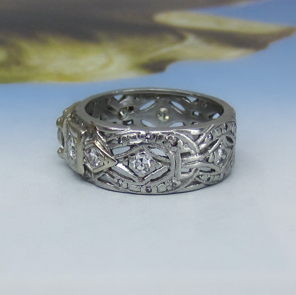 Art Déco Diamond Openwork Band Platinum, size 6 c. 1930