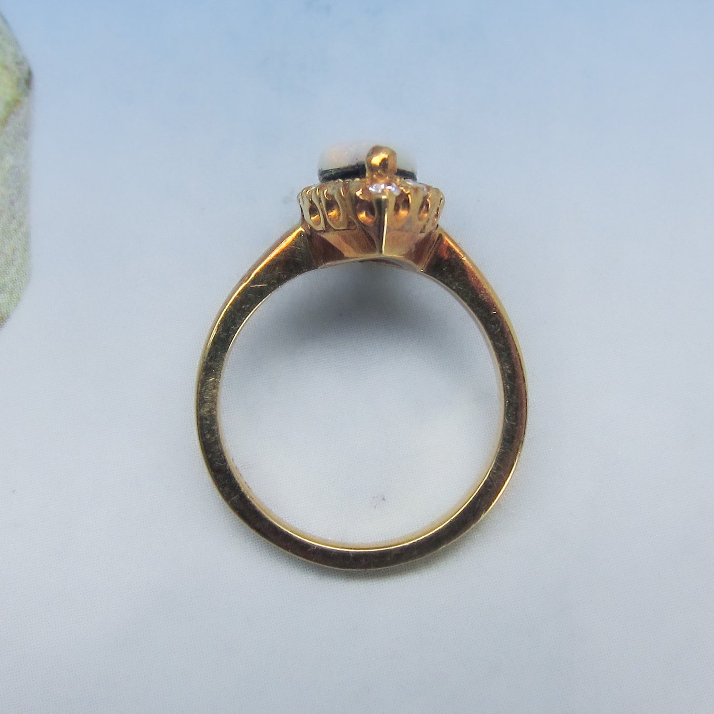 Vintage Opal and Diamond Ring 18k c. 1960