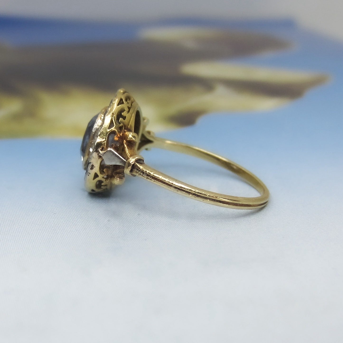 SOLD--Edwardian Sapphire and Diamond Ring Platinum/18k c. 1910