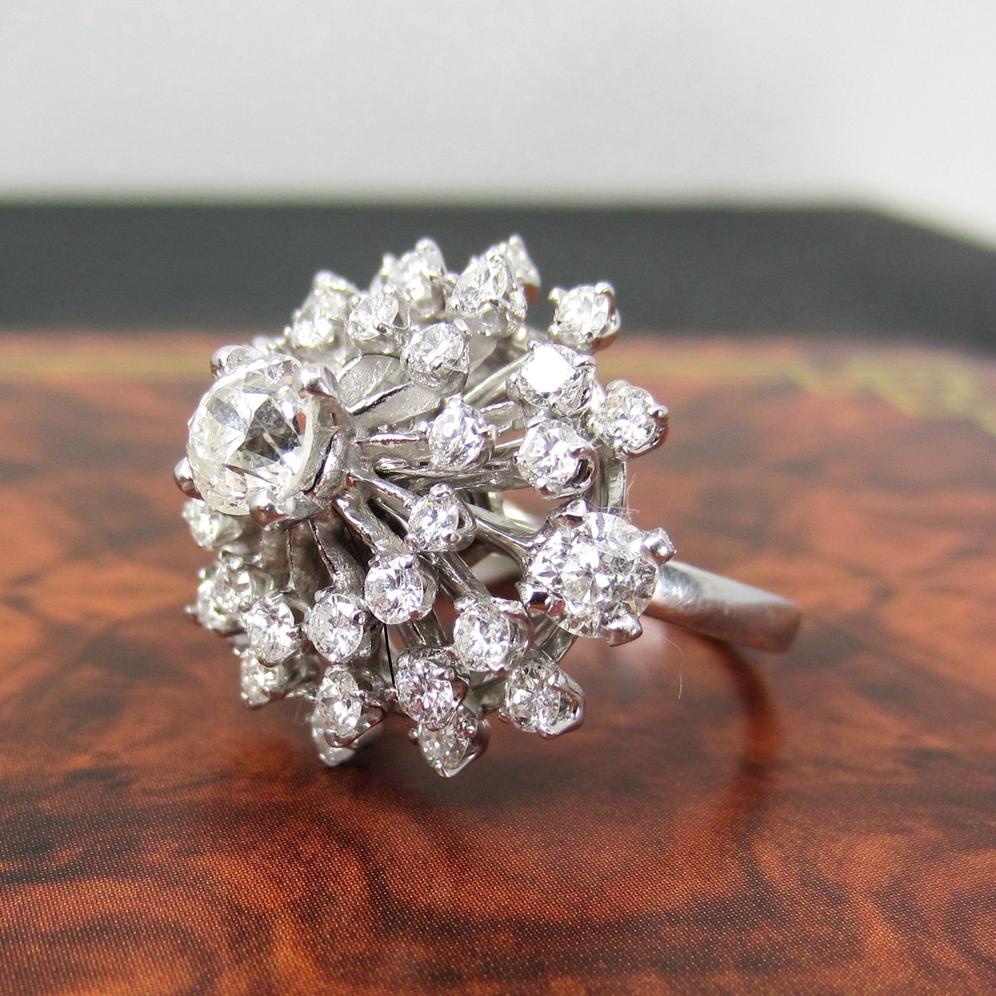 Mid-Century Diamond Cluster Ring 14k c. 1950