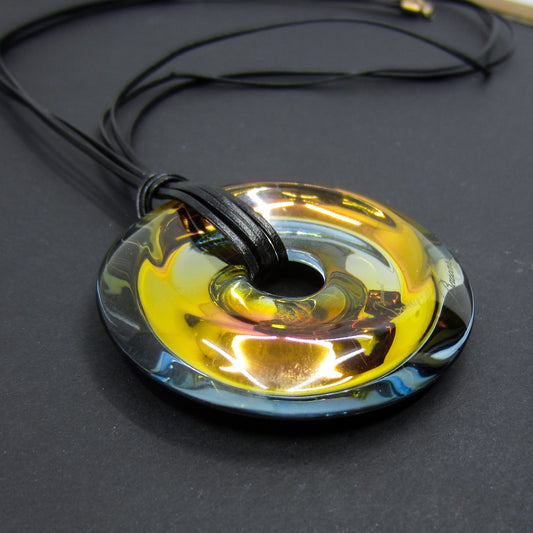 SOLD--Vintage Baccarat B Spirit Rainbow Riviera Crystal Disc Necklace Sterling