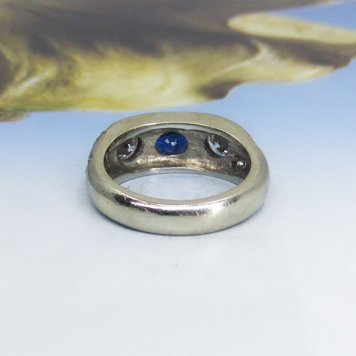 SOLD--Vintage Sapphire and Diamond Ring 14k c. 1950