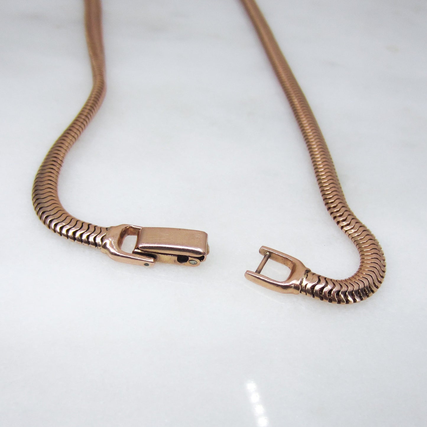 SOLD--MidCentury 16” Tubogas Snake Chain 14k c. 1950