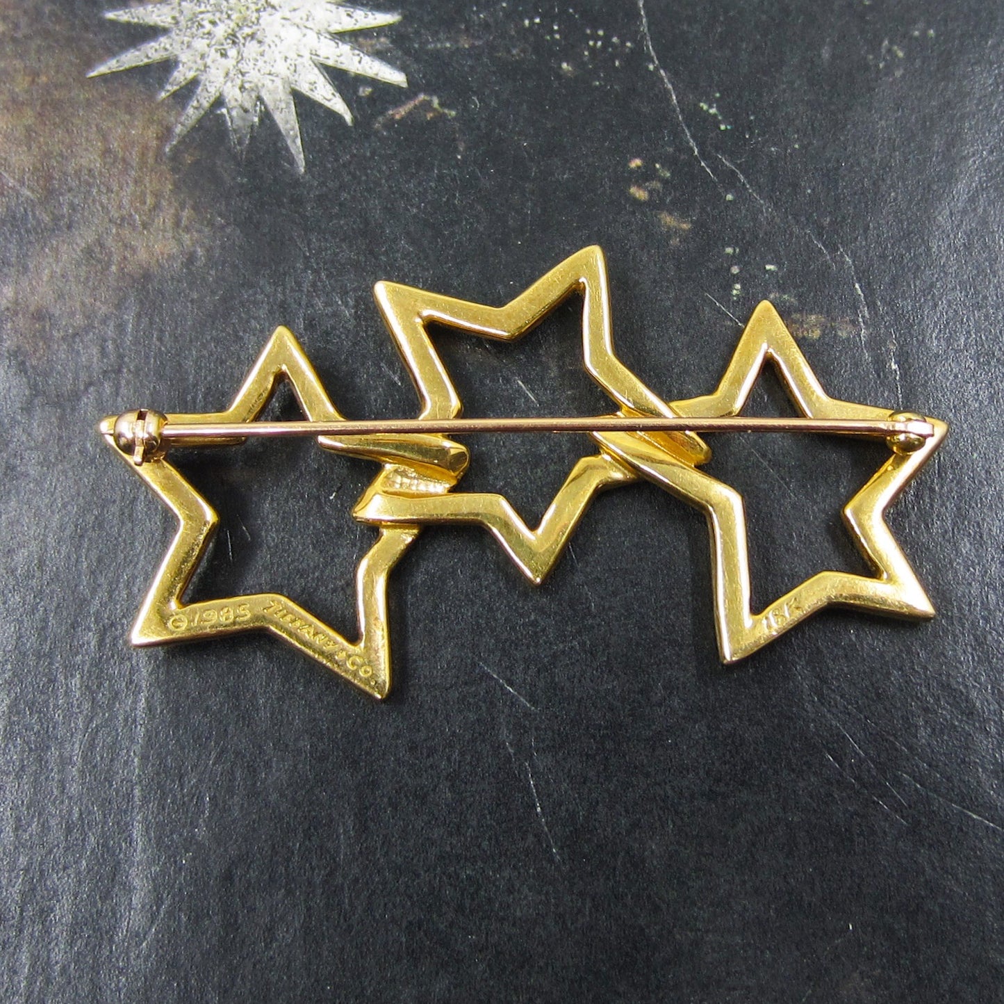 Vintage Tiffany & Co Stars Brooch 18k c. 1985